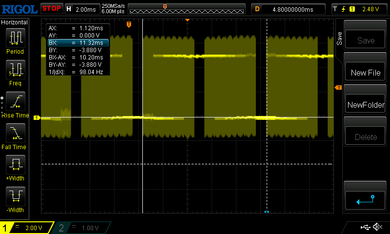 100 Hz, 12-sample sinusoidal PWM measured during 12 V testing